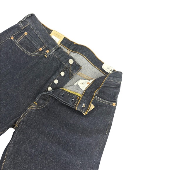 Levis 501 Jeans Original Straight Leg Button Fly 100% Cotton Dark Wash W33X36L - Picture 4 of 16